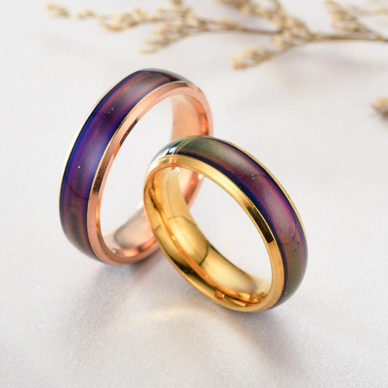 Mood Colour Changing Temperature Ring for Emotional Expression US Size 12 - Black