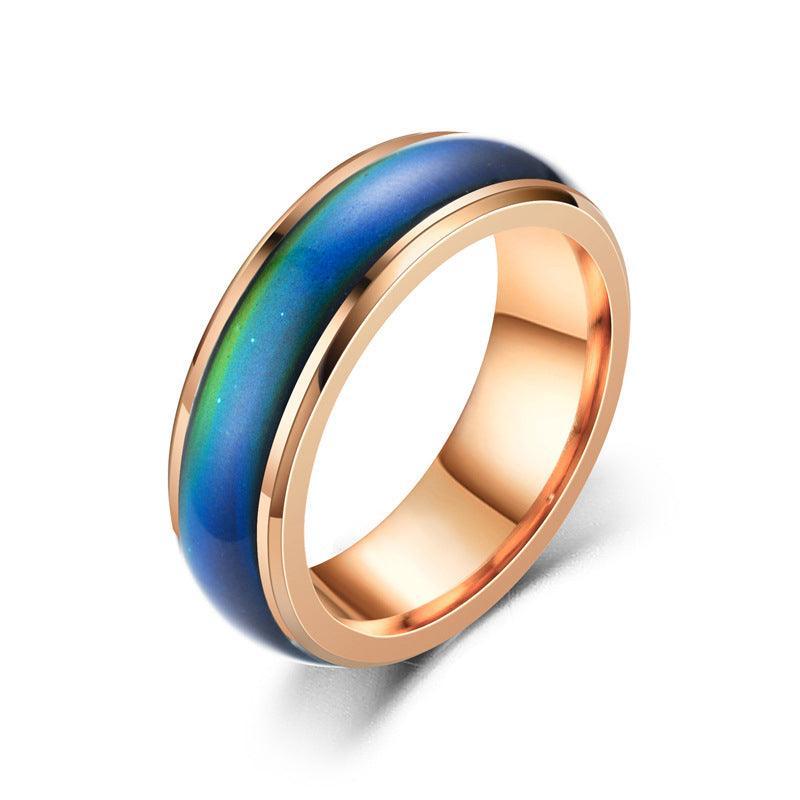 Mood Colour Changing Temperature Ring for Emotional Expression US Size 12 - Black