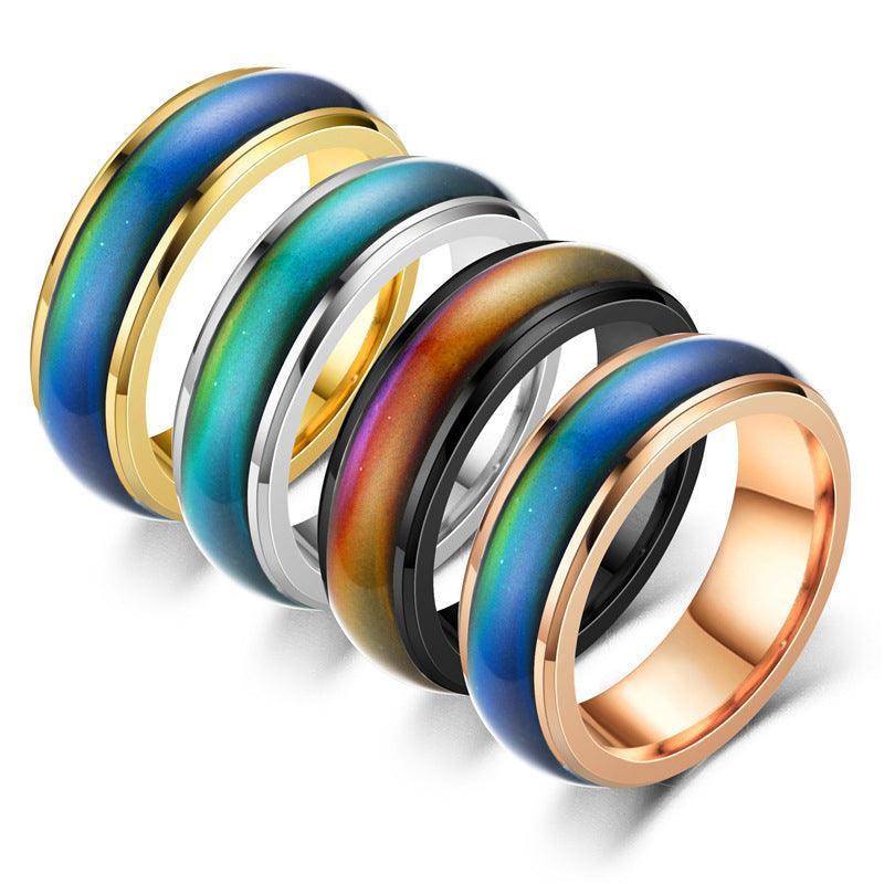 Mood Colour Changing Temperature Ring for Emotional Expression US Size 12 - Silver