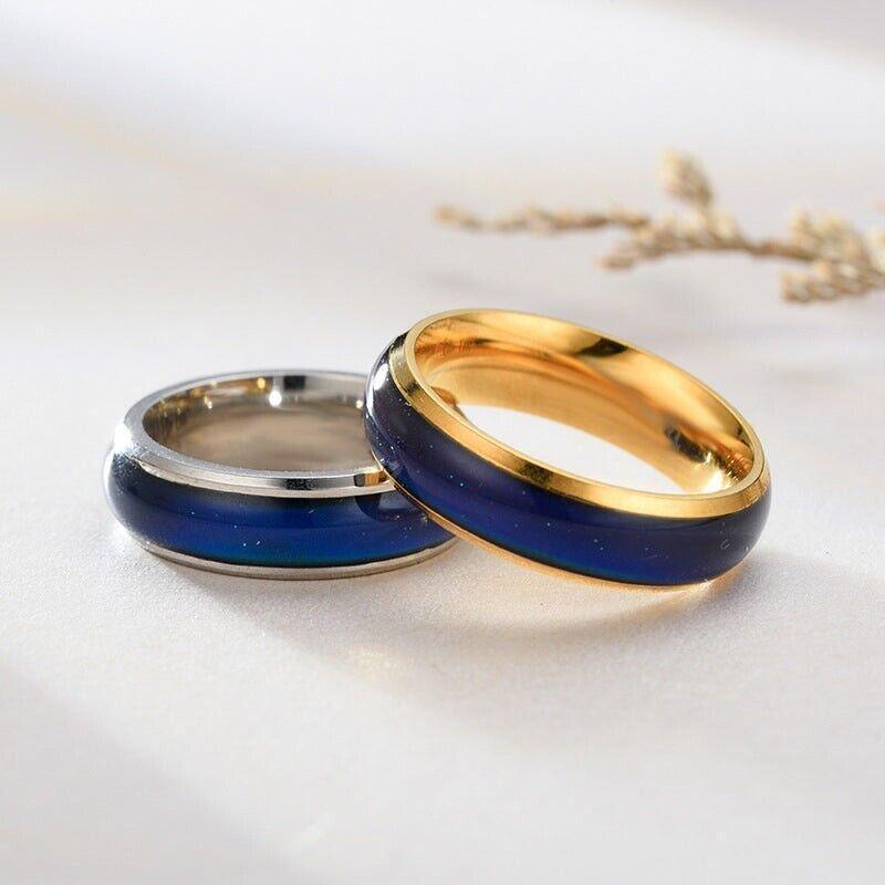 Mood Colour Changing Ring Temperature Sensitive Stainless Steel US Size 8 - Silver