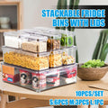 10PCS Clear PET Refrigerator Storage Box Food Grade Fruit Freezer Organizer Set