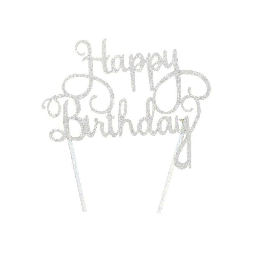 Happy Birthday Cake Topper Colour Printed Acrylic Party Decorations - Blue-Thin Line
