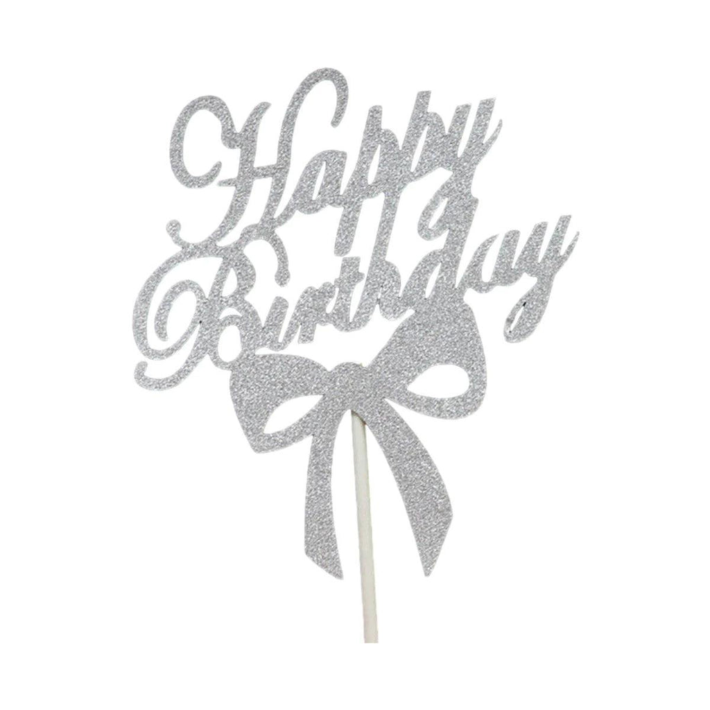 Happy Birthday Cake Topper Colour Printed Acrylic Party Decorations - Gold-Thin Line
