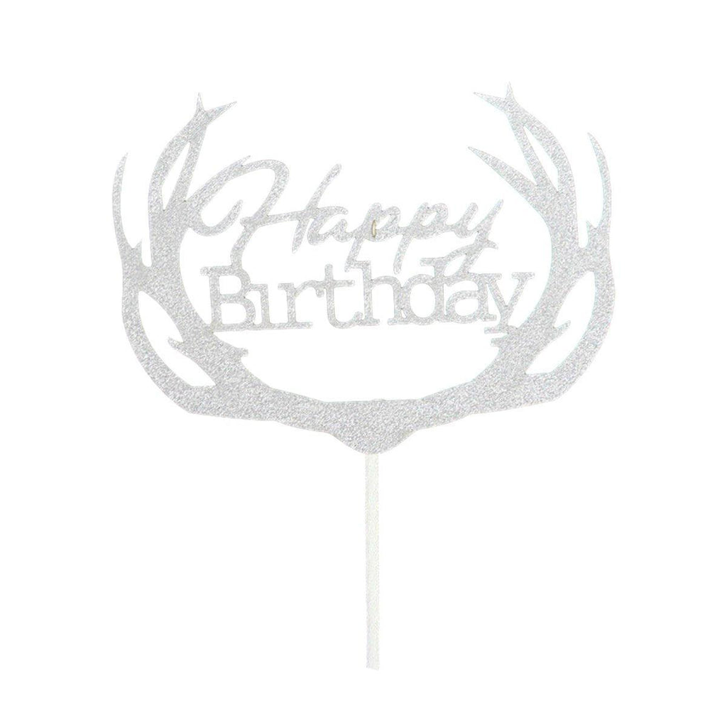 Happy Birthday Cake Topper Colour Printed Acrylic Party Decorations - Gold-Thin Line