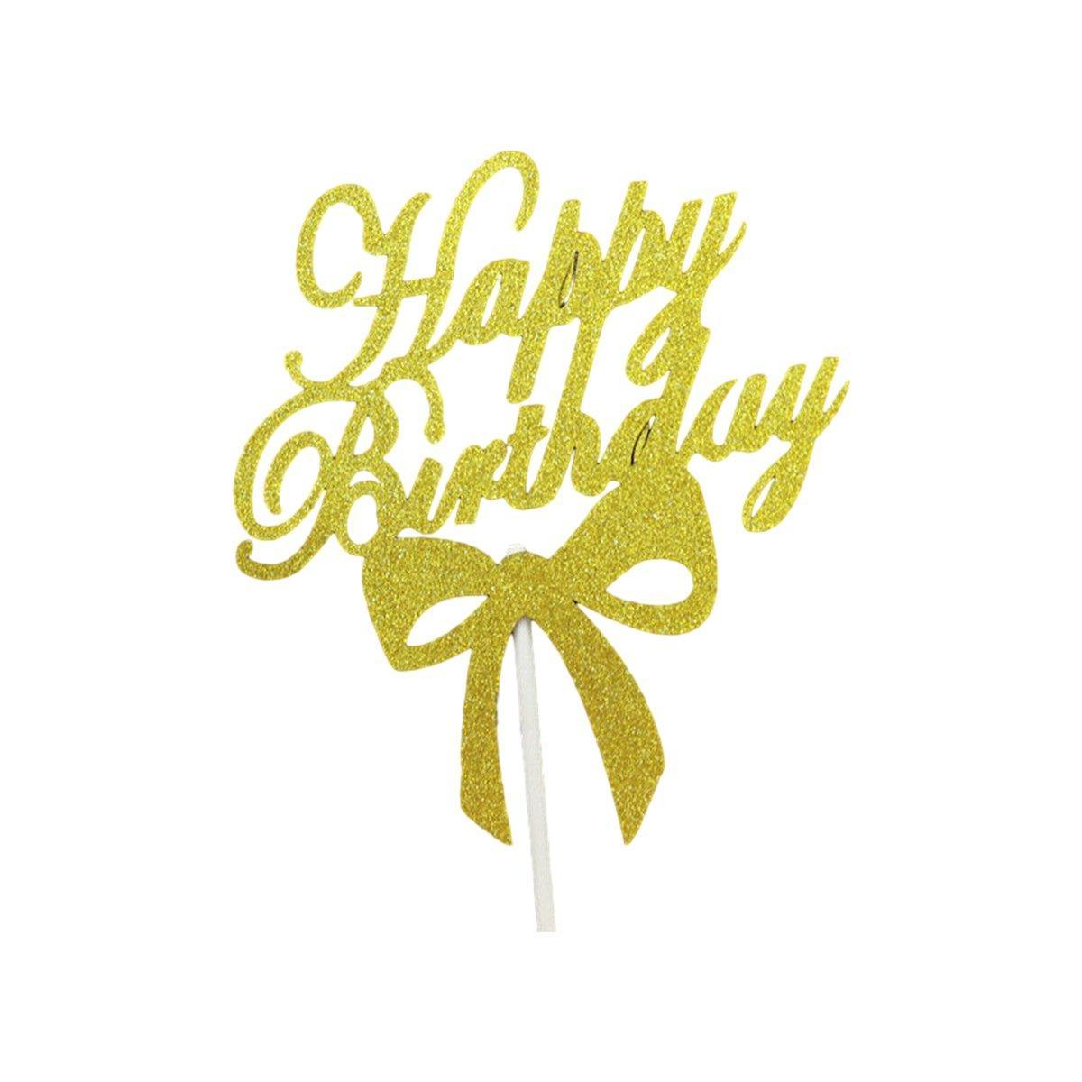 Happy Birthday Cake Topper Colour Printed Acrylic Party Decorations - Rose Red-Thin Line