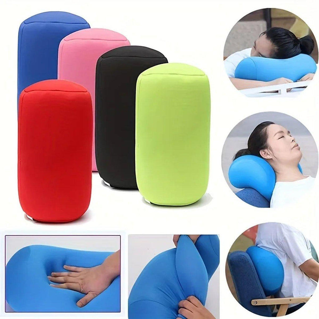 Solid Color Cylindrical Foam Particle Pillow Multi-Functional Neck Waist Support - Grey