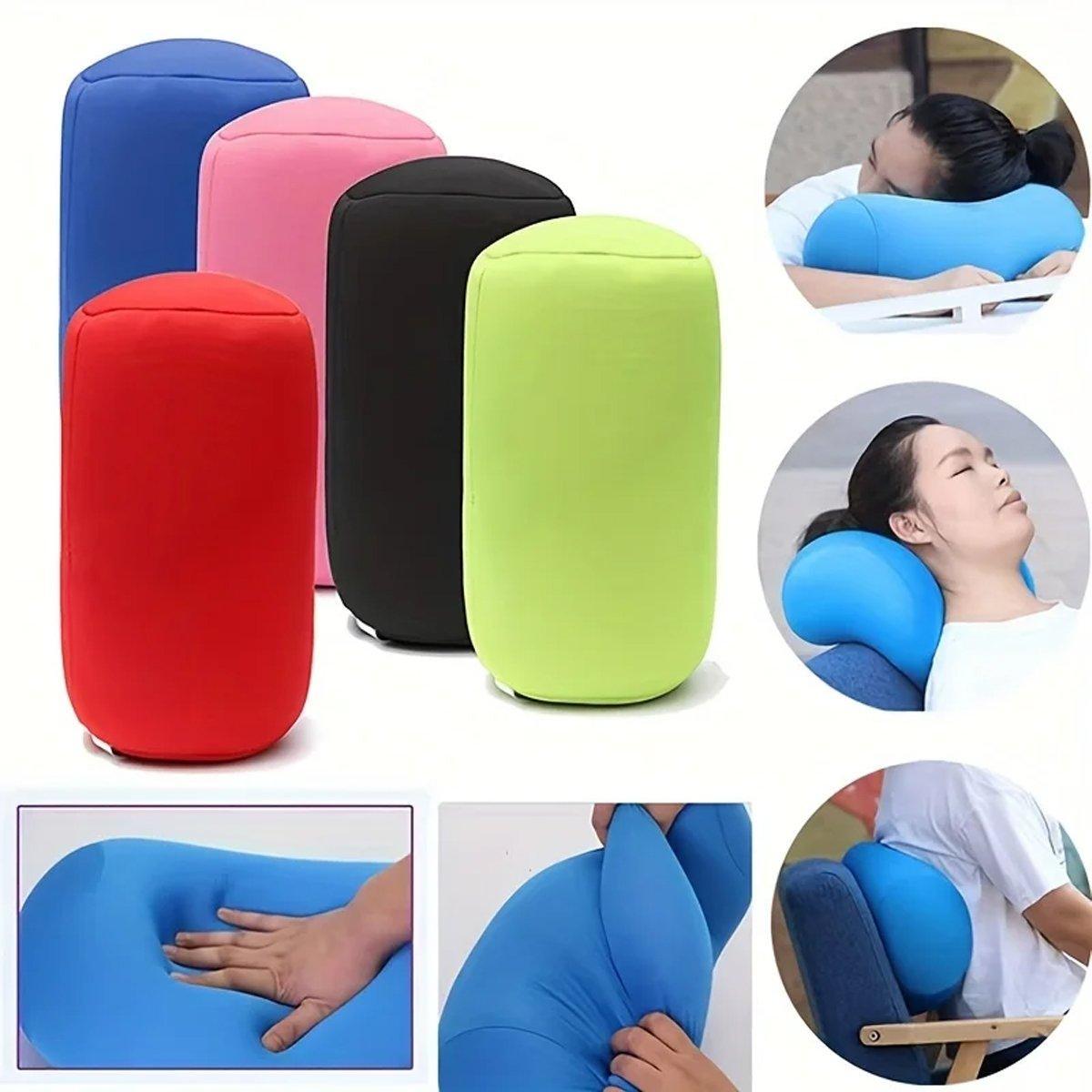 Solid Color Cylindrical Foam Particle Pillow Multi-Functional Neck Waist Support - Grey