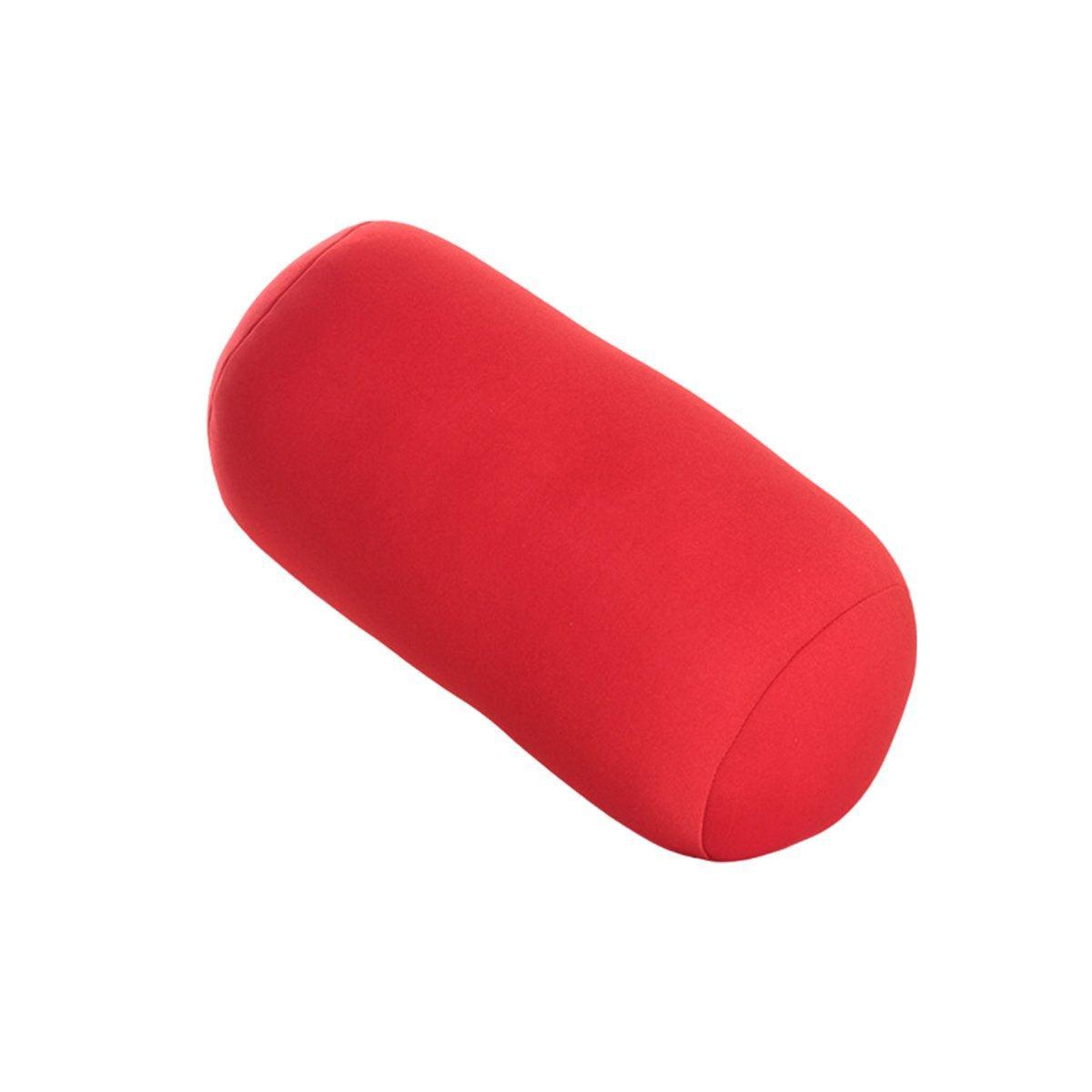 Solid Color Cylindrical Foam Particle Pillow Multi-Functional Neck Waist Support - Grey