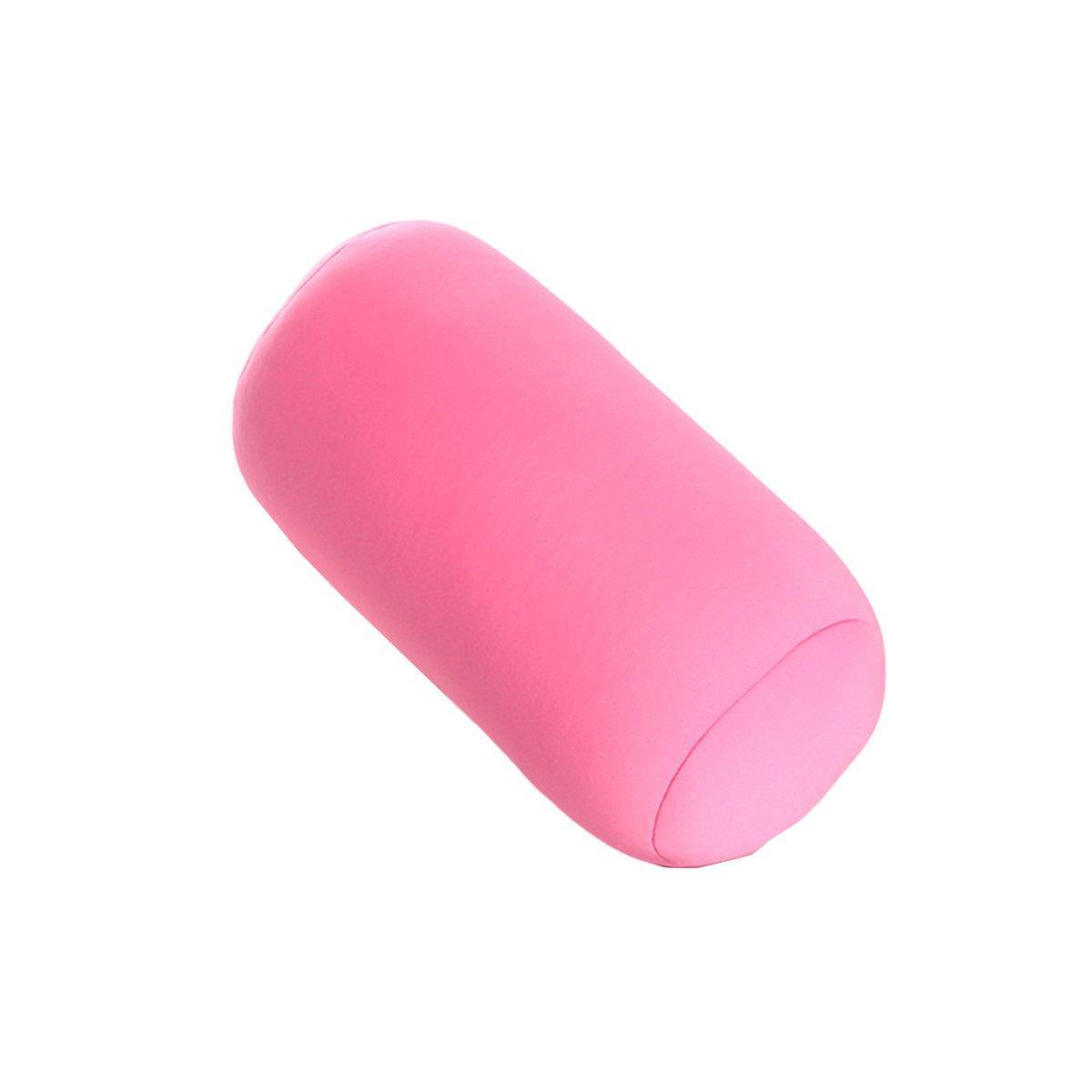 Solid Color Cylindrical Foam Particle Pillow Multi-Functional Neck Waist Support - Pink