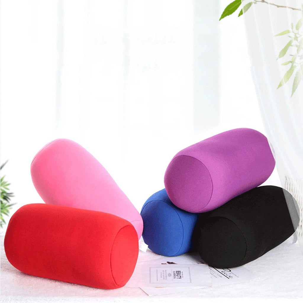 Solid Color Cylindrical Foam Particle Pillow Multi-Functional Neck Waist Support - Red
