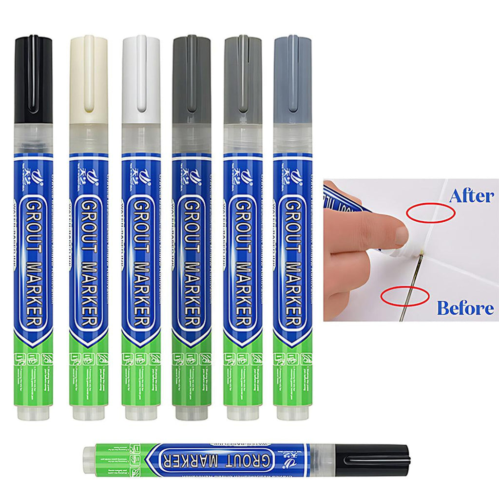 6Colours Tile Repair Pen Styling Wall Gap Grout Refresher Marker Bathroom - Grey