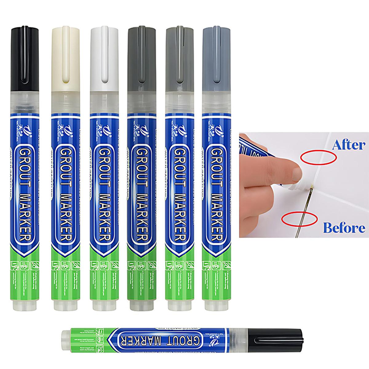 6Colours Tile Repair Pen Styling Wall Gap Grout Refresher Marker Bathroom - Grey