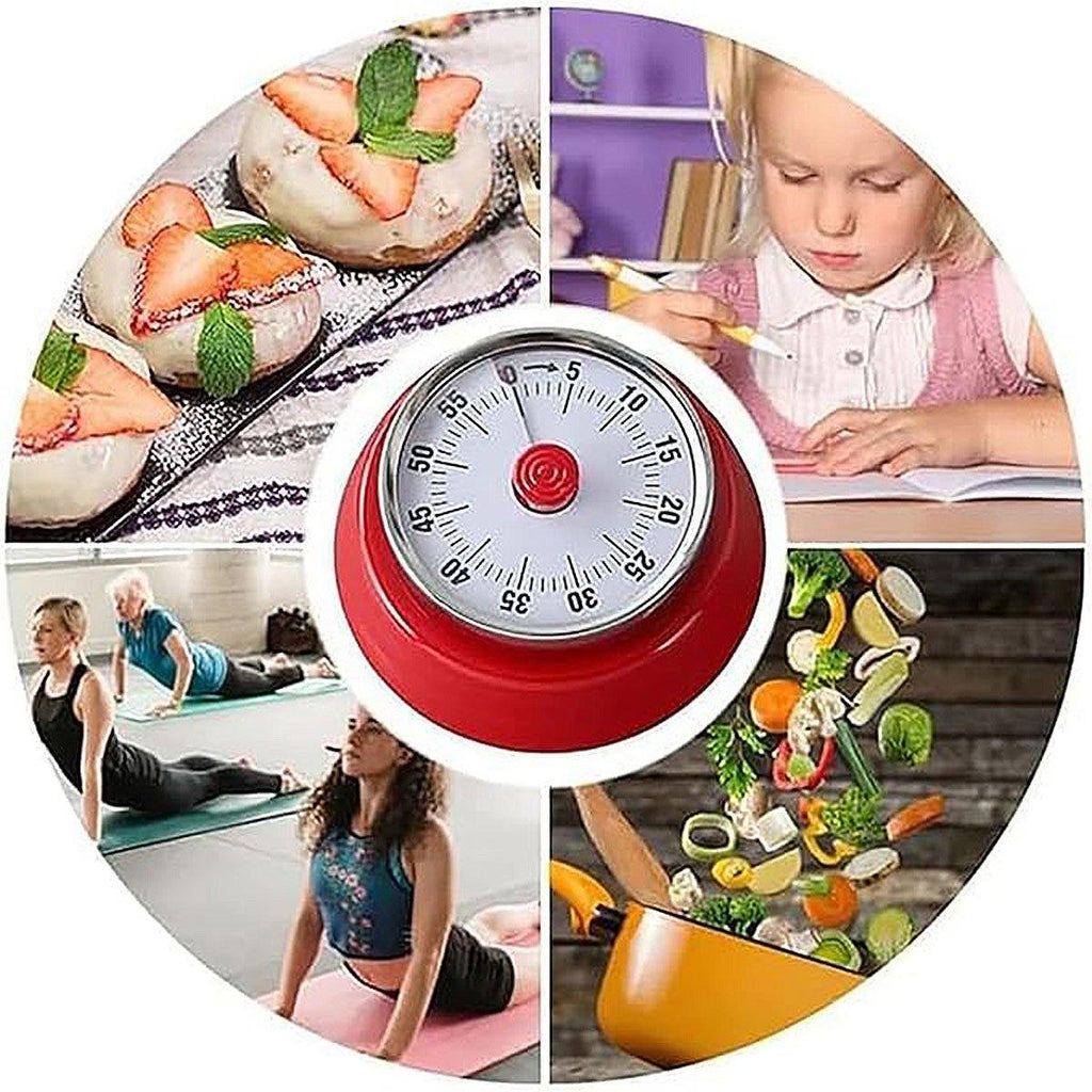 60 Minutes Visual Analog Timer Countdown Clock Time Management Kitchen Tool - Red