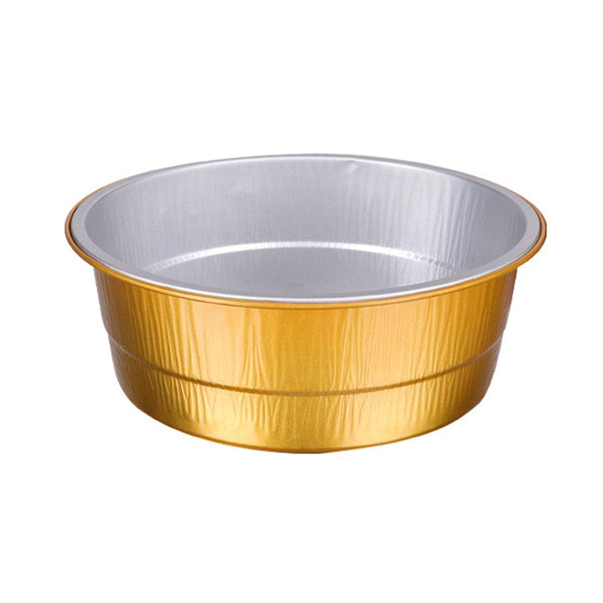 50PCS Thickened Round Aluminum Foil Containers with Plastic Lids - 455ml