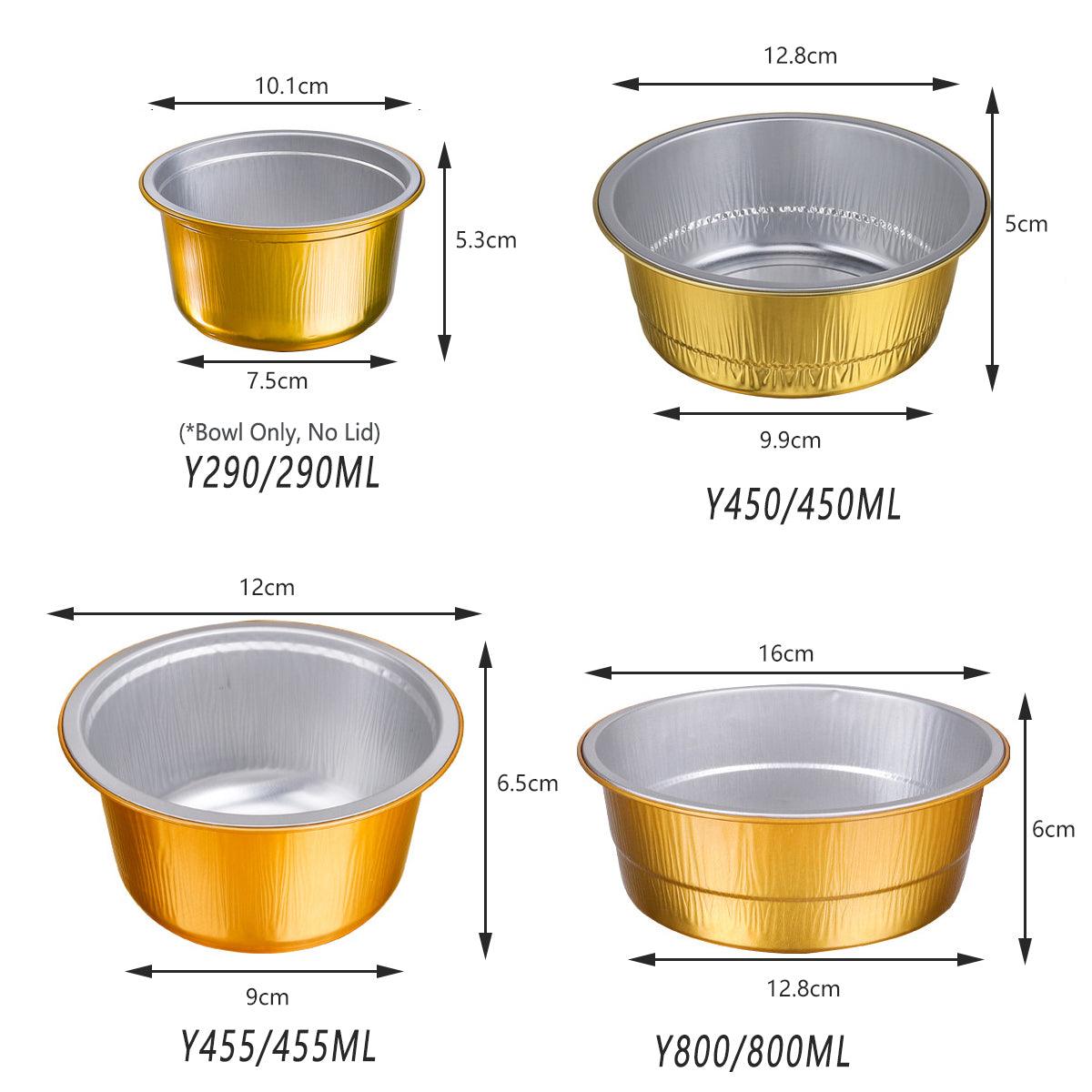 50PCS Thickened Round Aluminum Foil Containers with Plastic Lids - 520ml