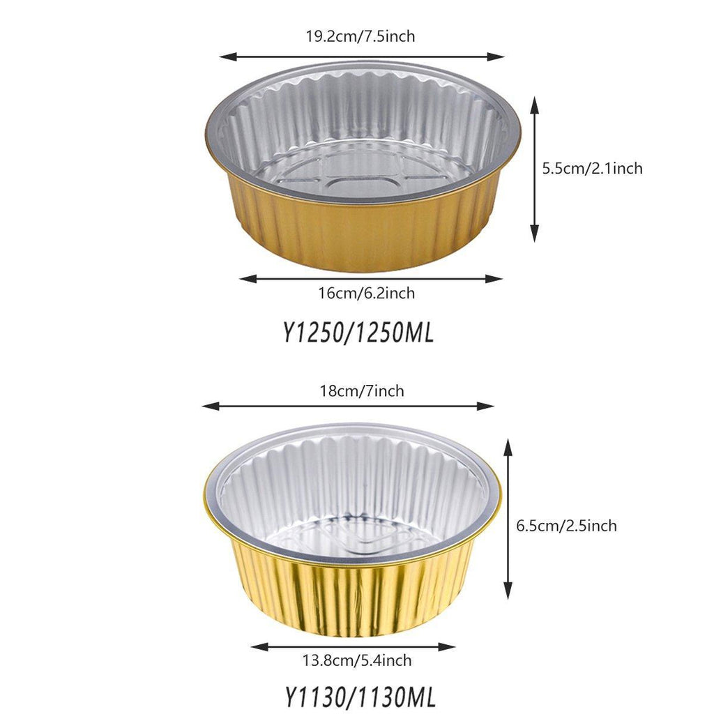 50PCS Thickened Round Aluminum Foil Containers with Plastic Lids - 520ml