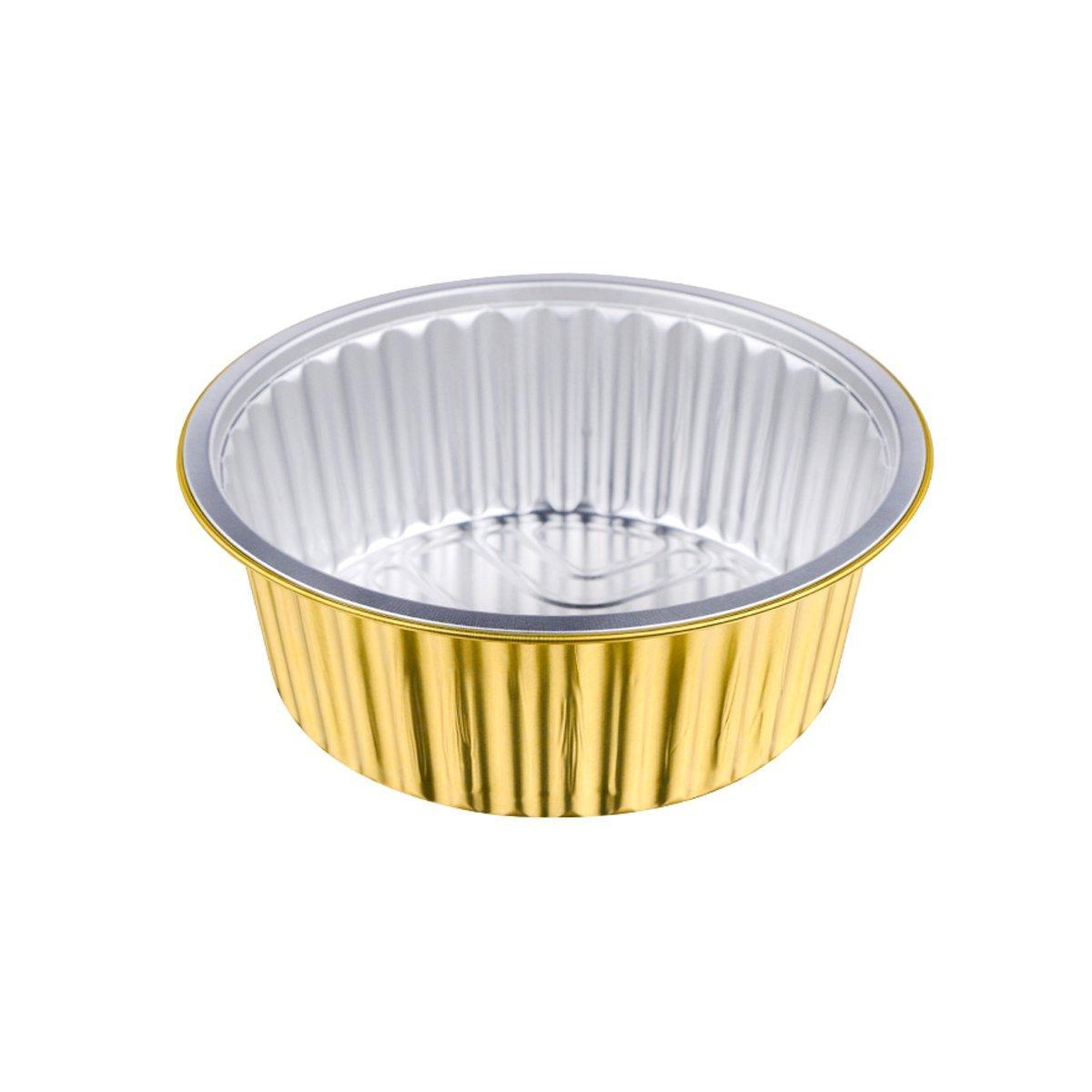 50PCS Thickened Round Aluminum Foil Containers with Plastic Lids - 520ml