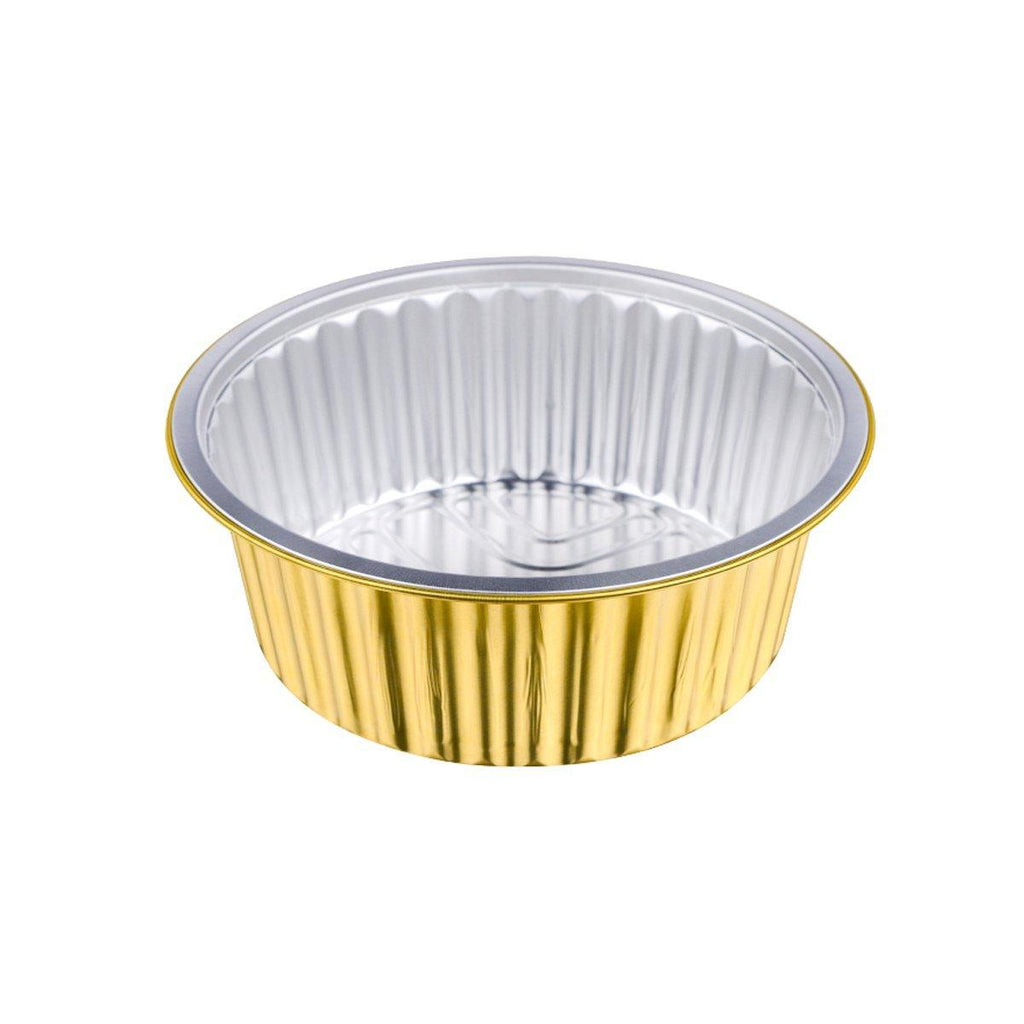 50PCS Thickened Round Aluminum Foil Containers with Plastic Lids - 620ml