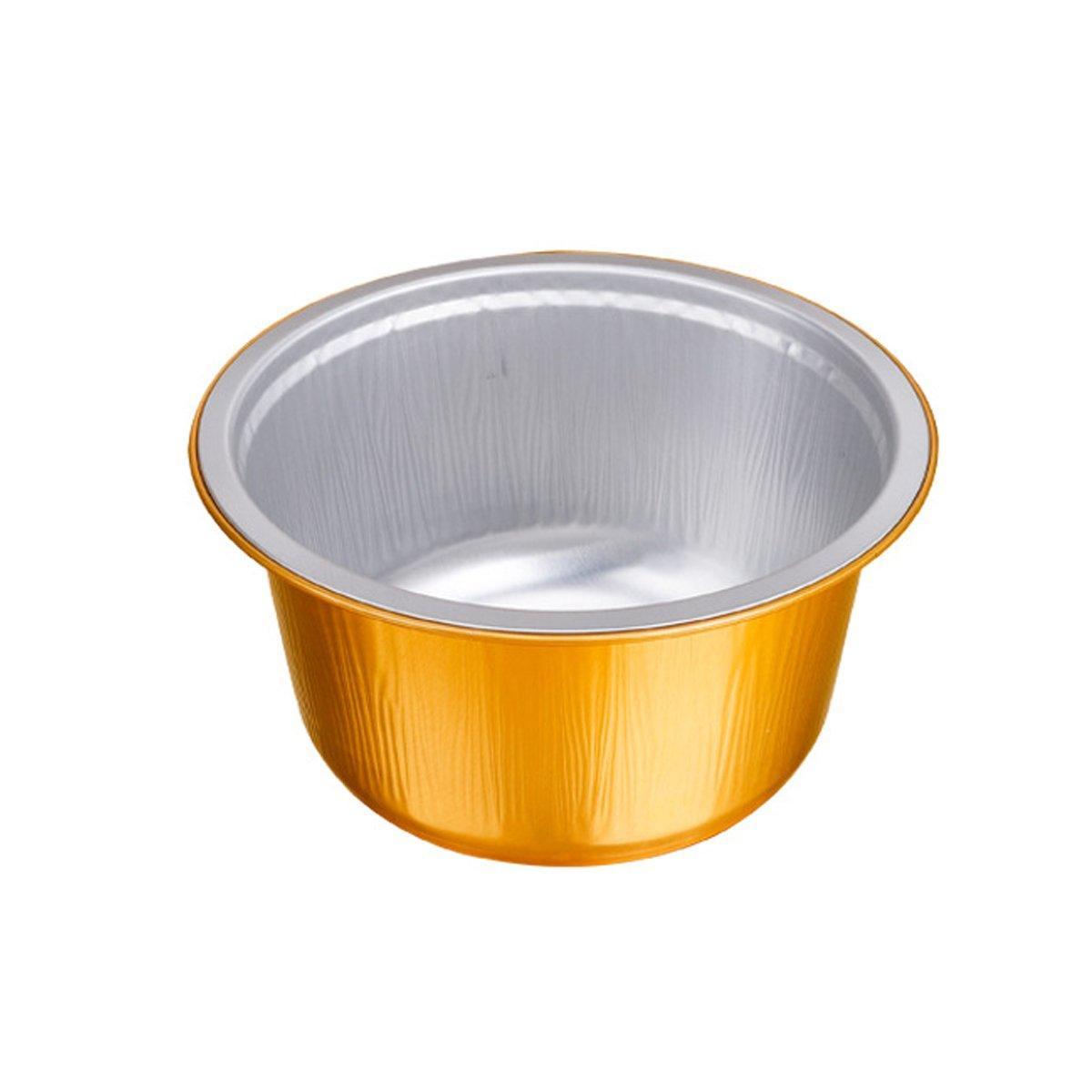 50PCS Thickened Round Aluminum Foil Containers with Plastic Lids - 620ml