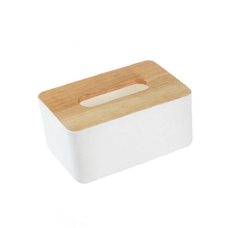 Wooden Lid Tissue Storage Box Dispenser for Napkins Desk Paper Holder Organiser - Yellow