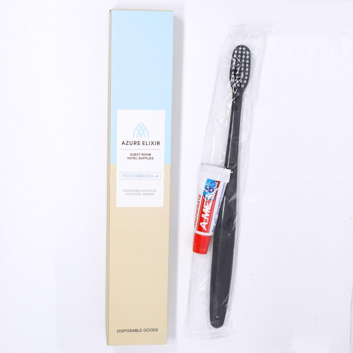 Star Hotel Toiletries Toothbrush and Toothpaste Set for Guesthouse Travel Use - D