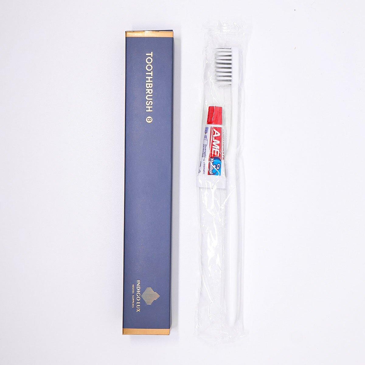 Star Hotel Toiletries Toothbrush and Toothpaste Set for Guesthouse Travel Use - A