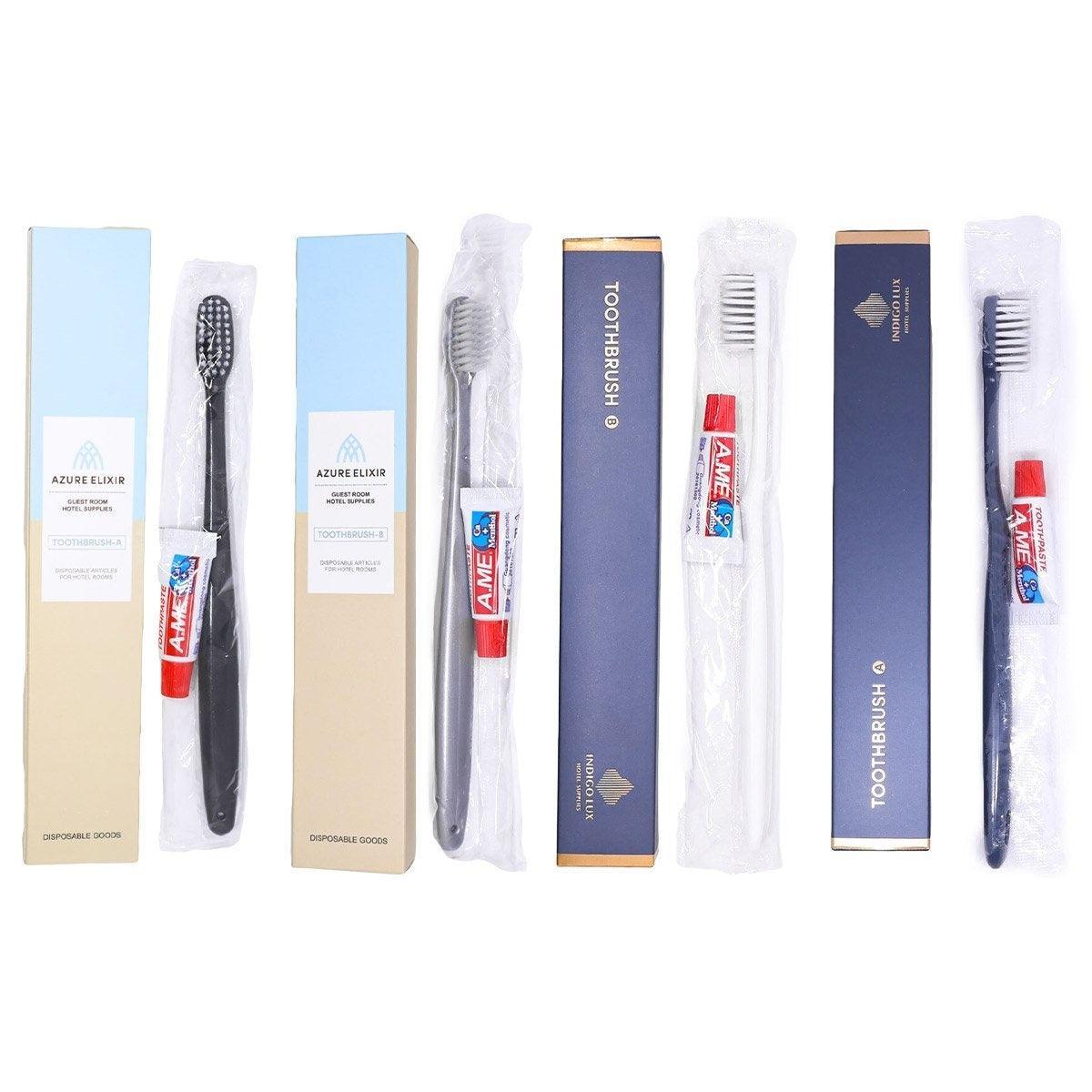 Star Hotel Toiletries Toothbrush and Toothpaste Set for Guesthouse Travel Use - C