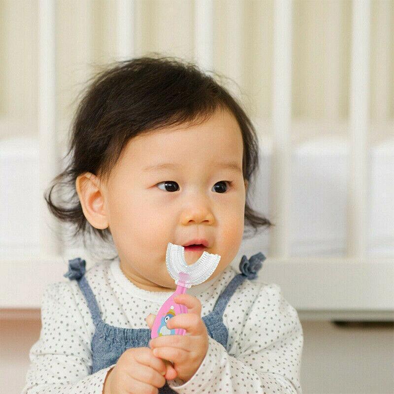 U-Shaped Silicone Toothbrush 360 Degree Design for Gentle Oral Care L Size - Blue