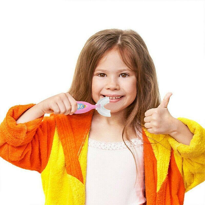 U-Shaped Silicone Toothbrush 360 Degree Design for Gentle Oral Care L Size - Blue