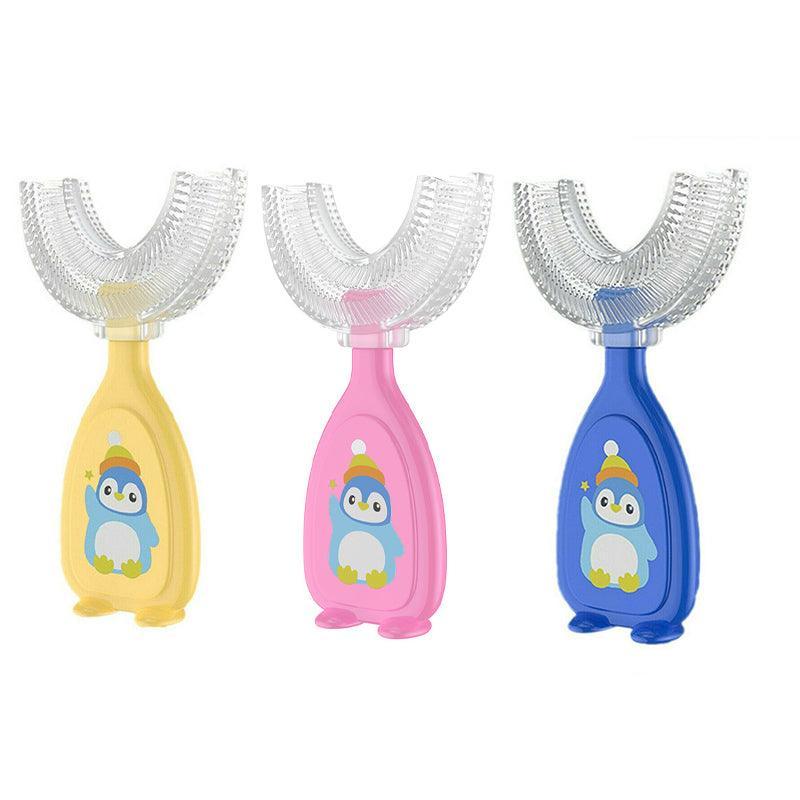 U-Shaped Silicone Toothbrush 360 Degree Design for Gentle Oral Care L Size - Yellow