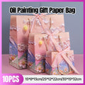 10pcs Oil Painting Gift Paper Bags for Birthday and Holiday Gift Packaging Tote - M