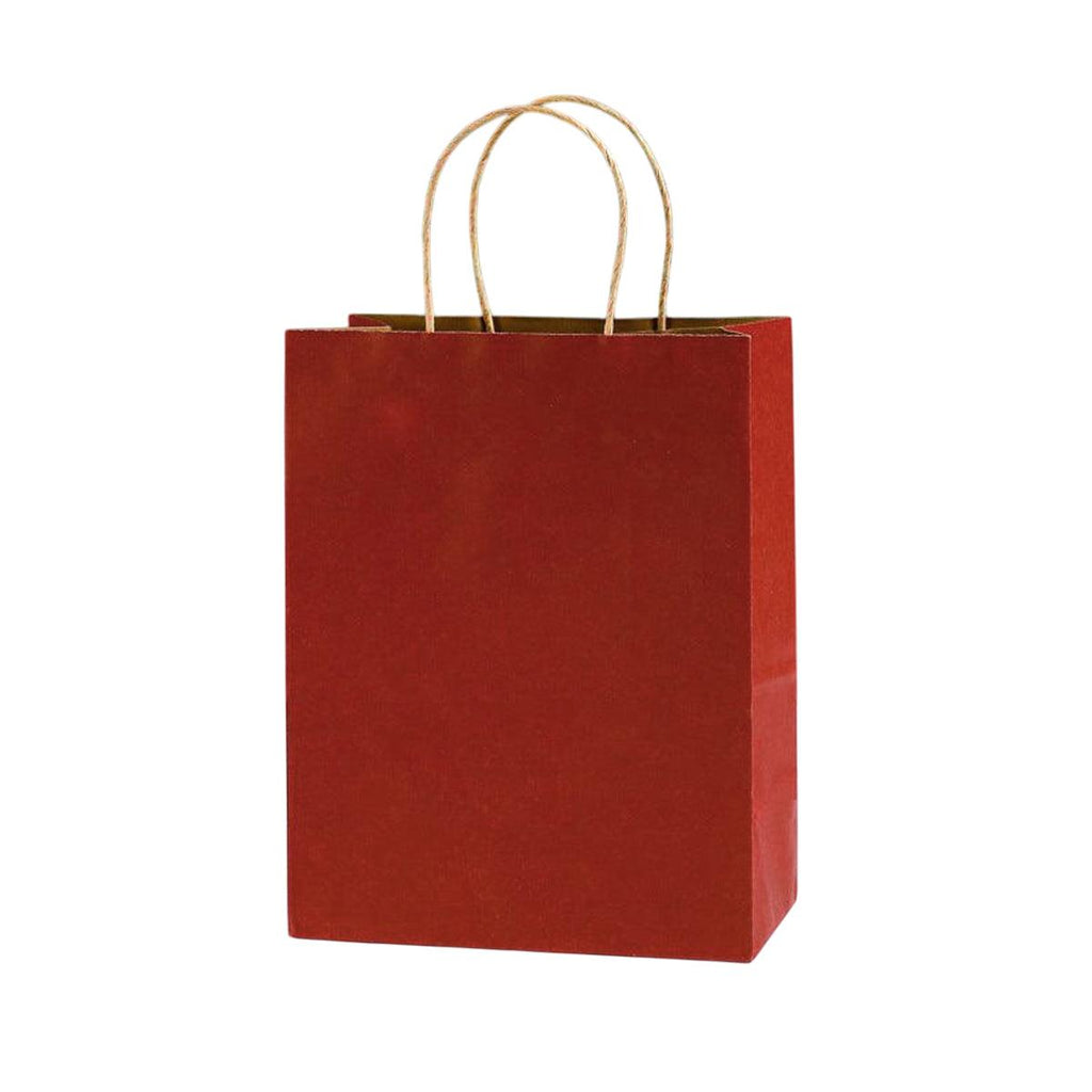 20pcs Small Kraft Paper Gift Bags with Handles for Shopping Party Favour - Pink