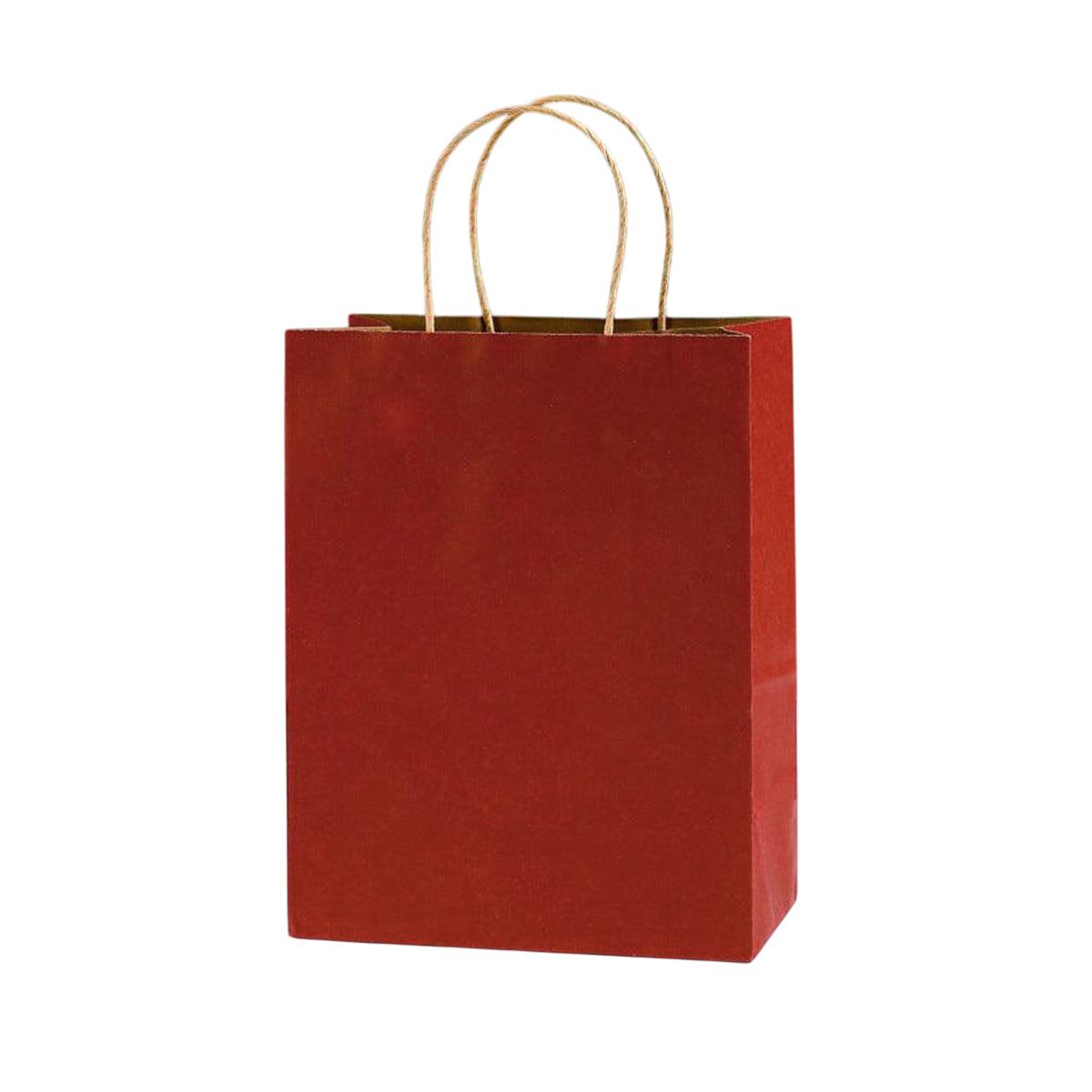 20pcs Small Kraft Paper Gift Bags with Handles for Shopping Party Favour - Pink