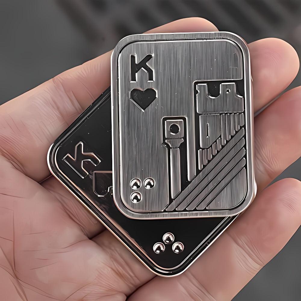 Magnetic Fidget Spinner Pop Coin Stress Relief Toy Three-Layer Sound Wave Design - Bronze