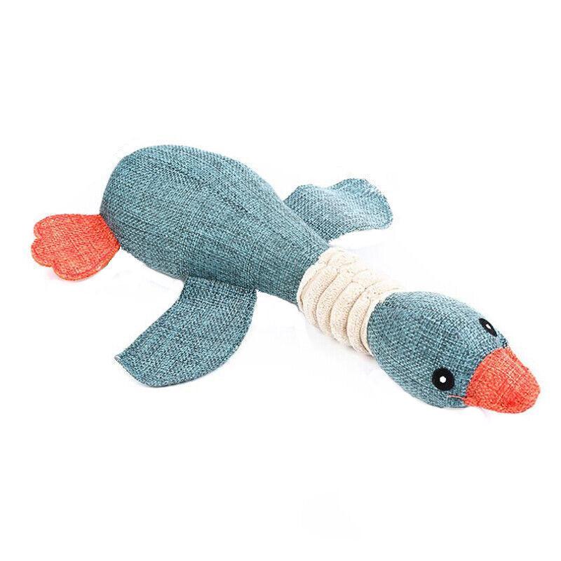 Squeaky Dog Toy Plush Chew Rope Pet Puppy Toys with Squeaker Crinkle for Teething - Brown Dog
