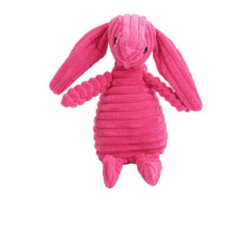 Squeaky Dog Toy Plush Chew Rope Pet Puppy Toys with Squeaker Crinkle for Teething - Brown Dog