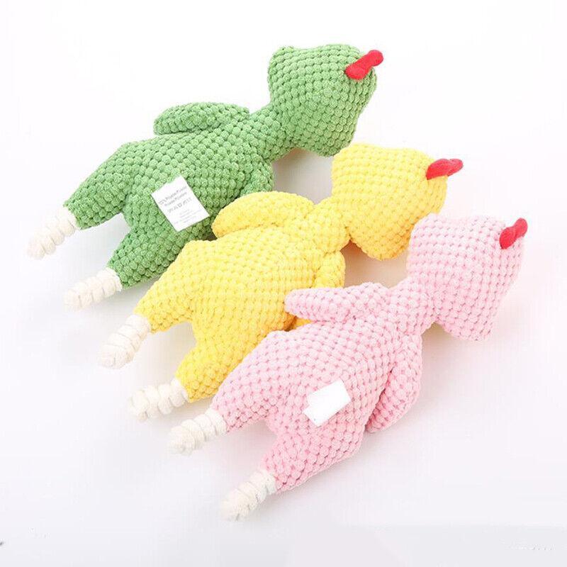Squeaky Dog Toy Plush Chew Rope Pet Puppy Toys with Squeaker Crinkle for Teething - Brown Goose