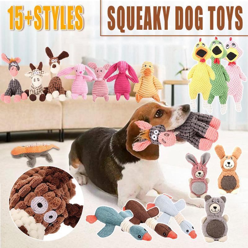 Squeaky Dog Toy Plush Chew Rope Pet Puppy Toys with Squeaker Crinkle for Teething - Grey Donkey