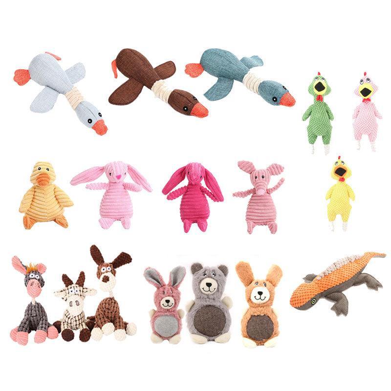 Squeaky Dog Toy Plush Chew Rope Pet Puppy Toys with Squeaker Crinkle for Teething - Grey Donkey