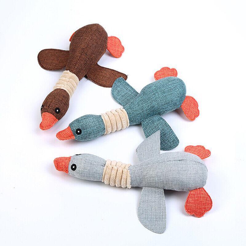 Squeaky Dog Toy Plush Chew Rope Pet Puppy Toys with Squeaker Crinkle for Teething - Pink Chicken
