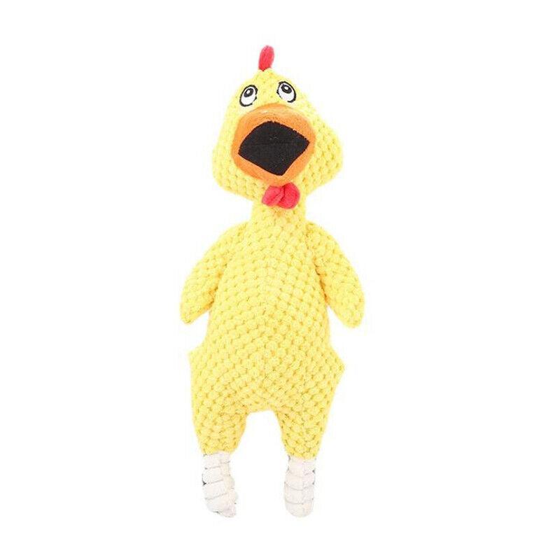 Squeaky Dog Toy Plush Chew Rope Pet Puppy Toys with Squeaker Crinkle for Teething - Pink Chicken