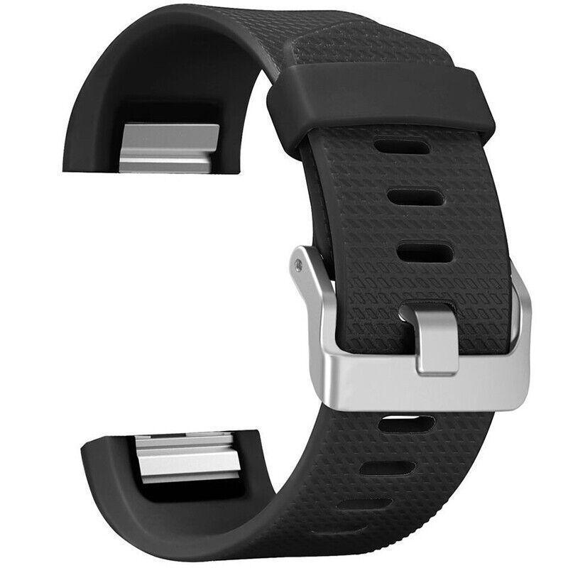 L Size Silicone Watch Wrist Sports Strap For Fitbit Charge Band Wristband Replacement - Brown