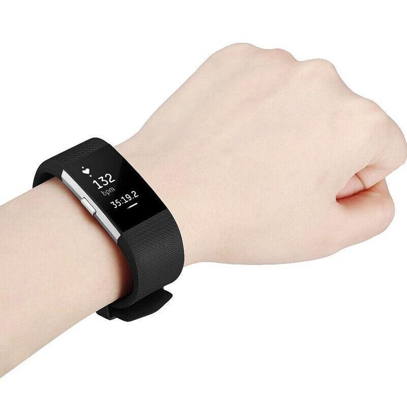 L Size Silicone Watch Wrist Sports Strap For Fitbit Charge Band Wristband Replacement - Grey