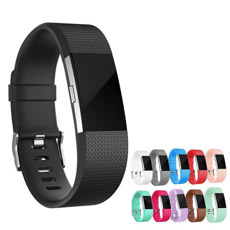 L Size Silicone Watch Wrist Sports Strap For Fitbit Charge Band Wristband Replacement - Purple