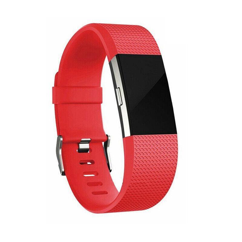 L Size Silicone Watch Wrist Sports Strap For Fitbit Charge Band Wristband Replacement - Rose Red