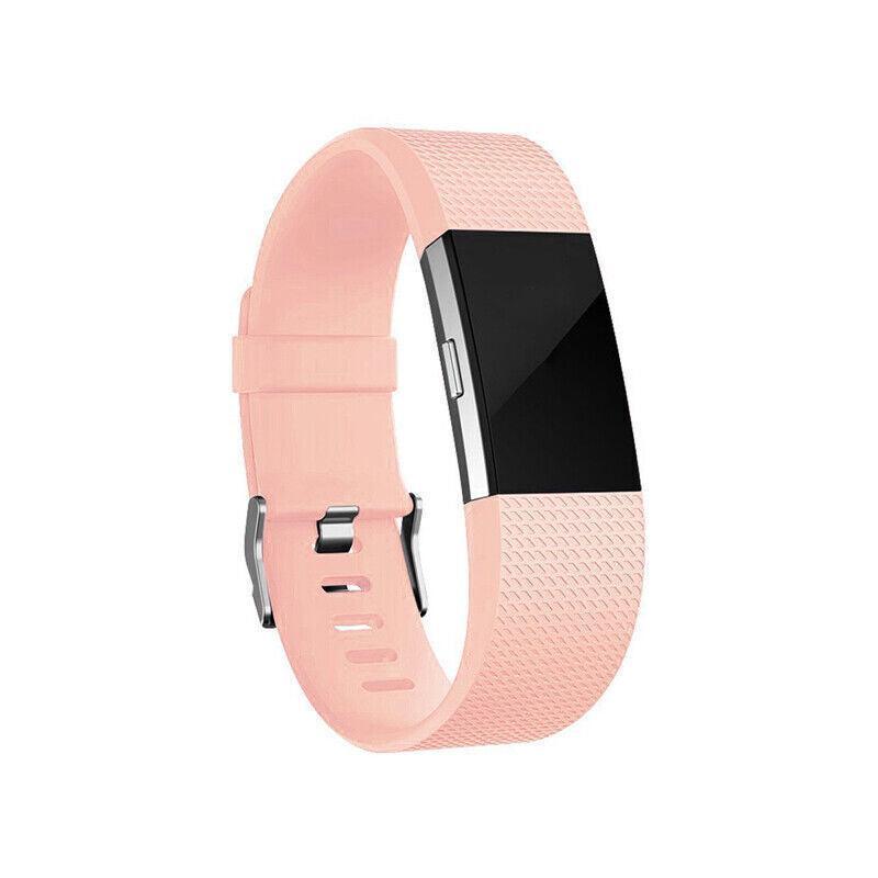 L Size Silicone Watch Wrist Sports Strap For Fitbit Charge Band Wristband Replacement - Rose Red