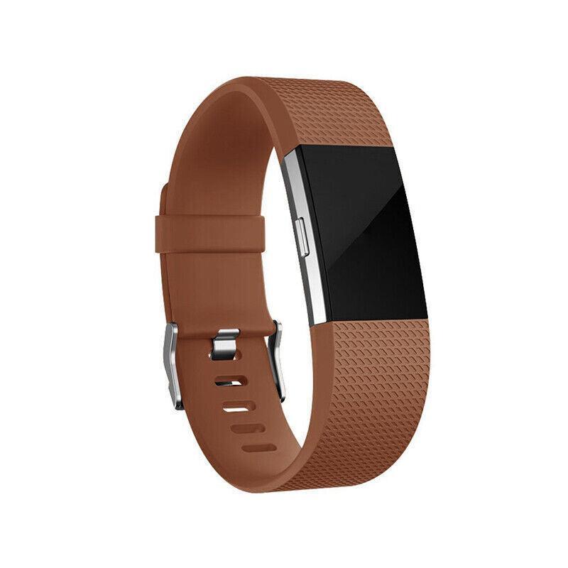 L Size Silicone Watch Wrist Sports Strap For Fitbit Charge Band Wristband Replacement - Rose Red