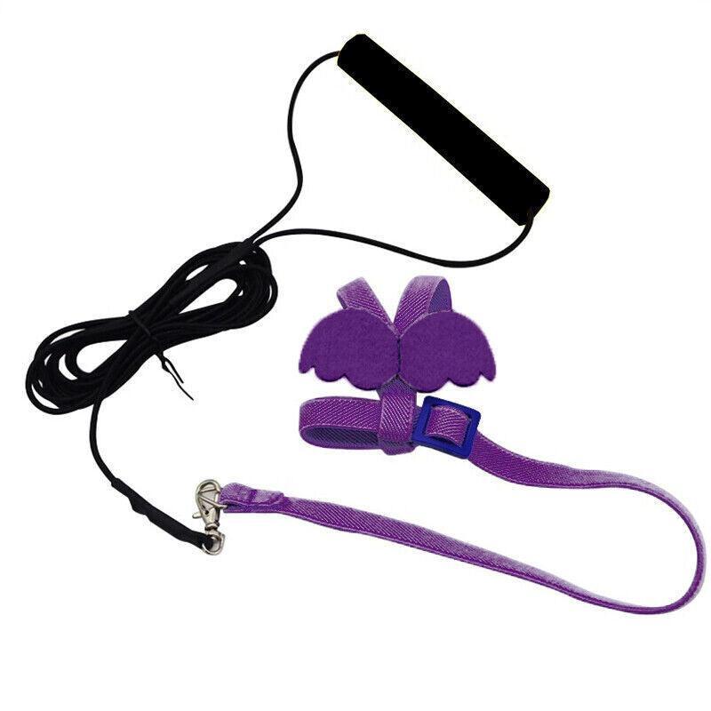 Parrot Bird Harness Leash Adjustable Flying Training Rope Cockatiel Conure Budgie - Pink