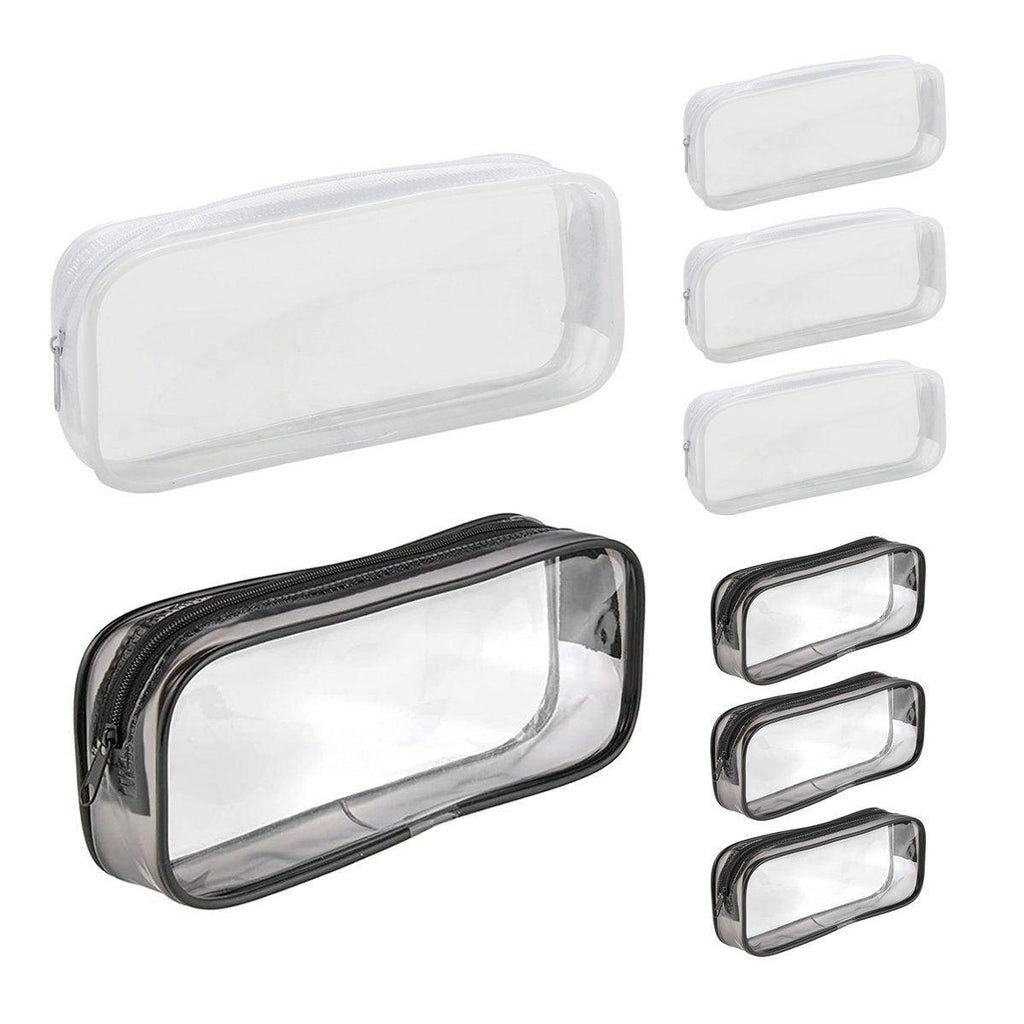 8PCS Waterproof Transparent Zipper Pencil Case Cosmetic Stationery Organizer Bag