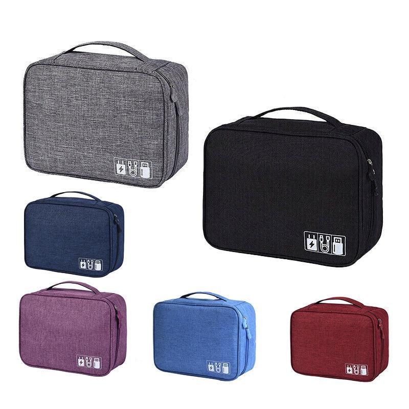 Cable Organizer Bag Charger USB Electronic Accessories Storage Travel Case - Navy